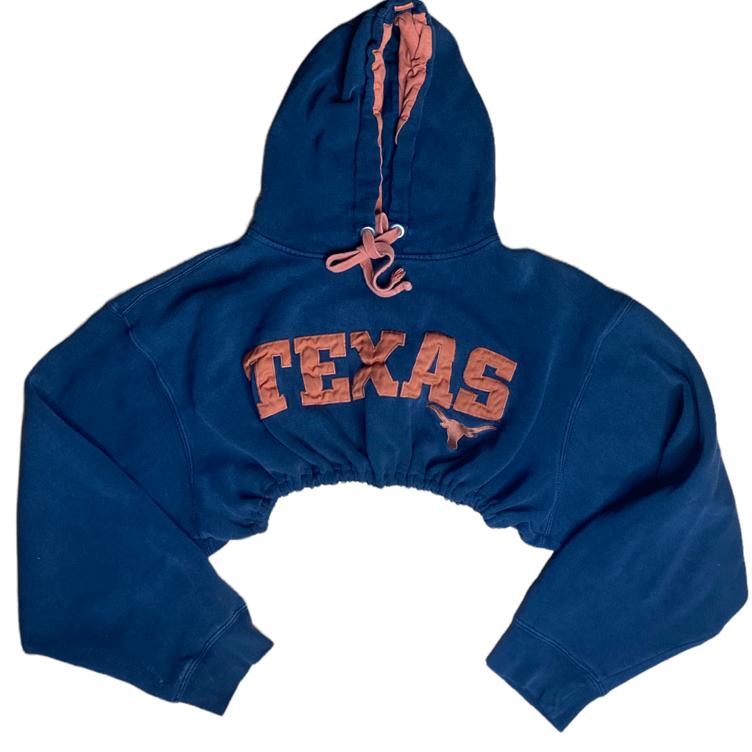 Texas Longhorns Reworked Crop Hoodie Sweatshirt