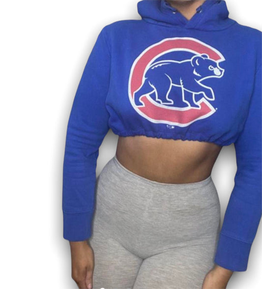 Chicago Cubs Reworked Crop Hoodie Sweatshirt