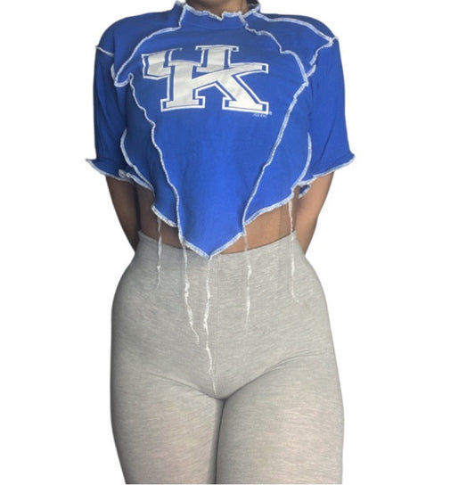 University of Kentucky Reworked Contrast Stitch Crop Top