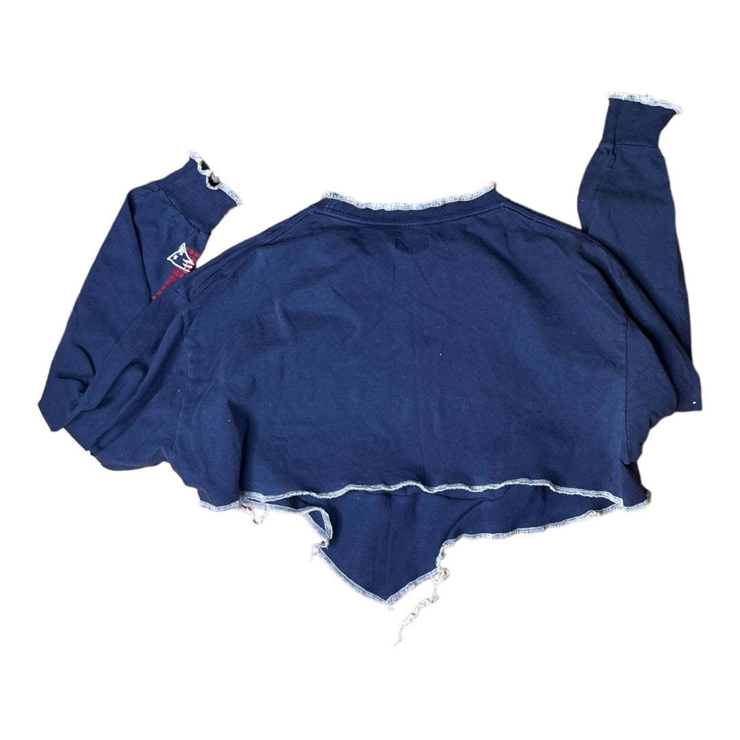 New England Patriots Contrast Stitch Long sleeve Crop Top