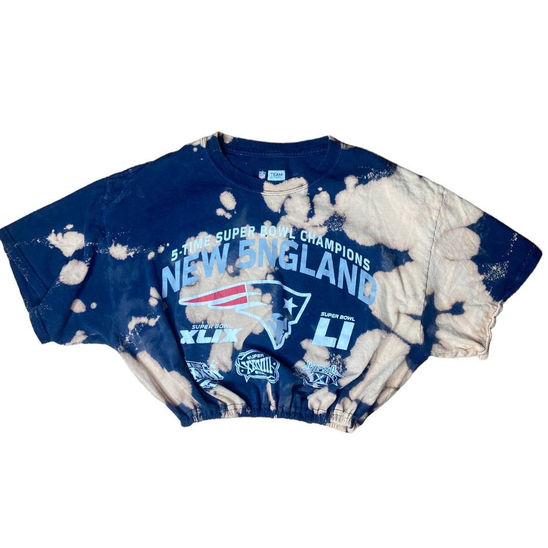 New England Patriots Bleach Dye Crop Top