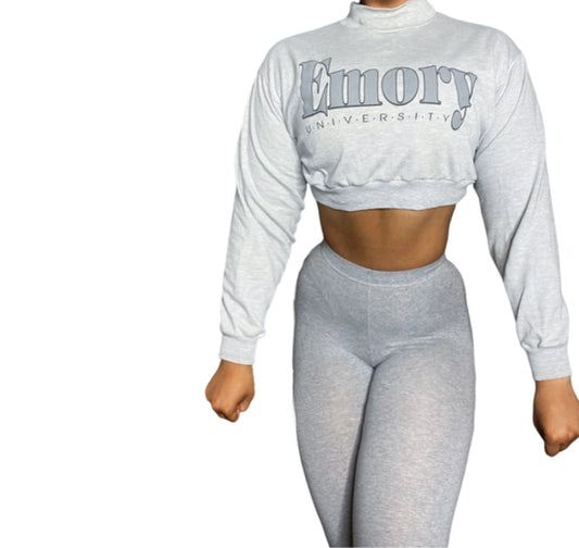 Emory University Reworked Vintage Crop Crewneck