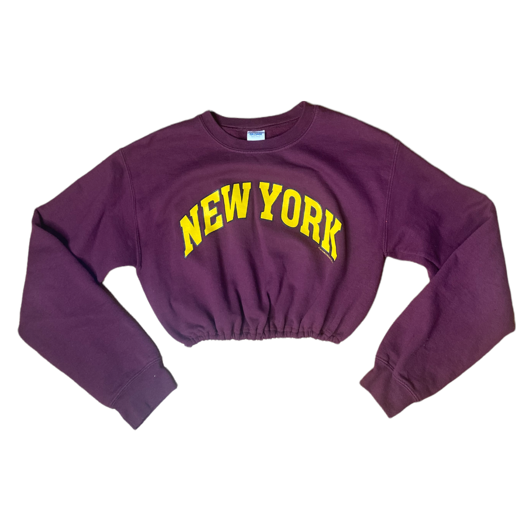 New York Reworked Crop Crewneck Sweatshirt