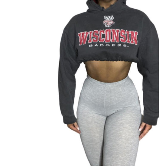 Reworked Wisconsin Badgers Crop Hoodie