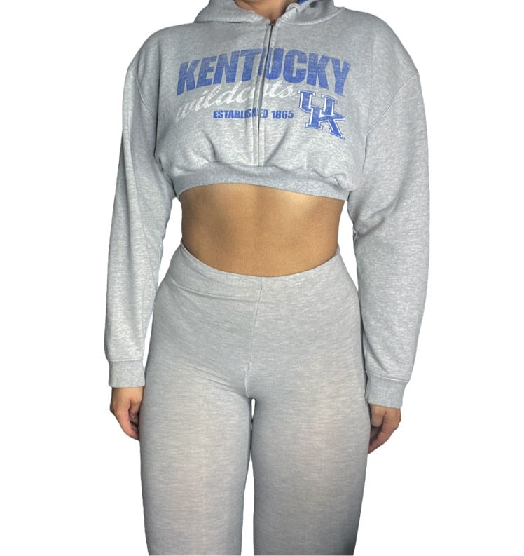 University of Kentucky Reworked Crop Zip zip Hoodie