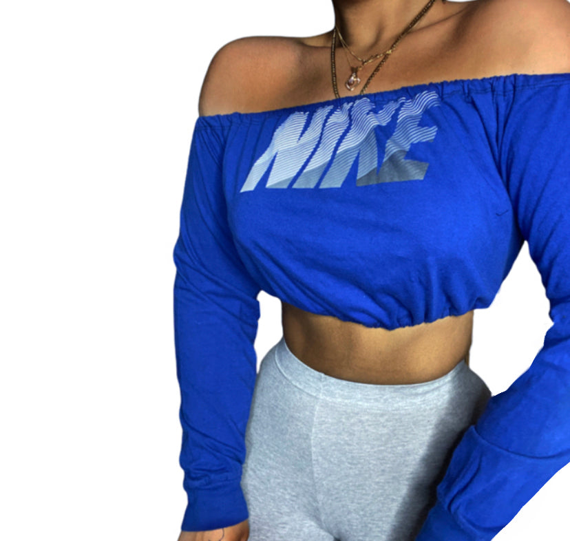 NIKE Reworked Off the Shoulder Crop Top