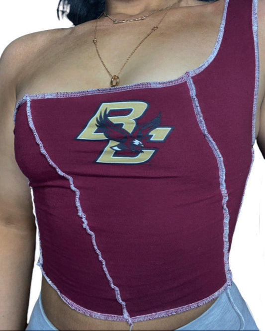 Boston College Reworked One Shoulder Crop Top