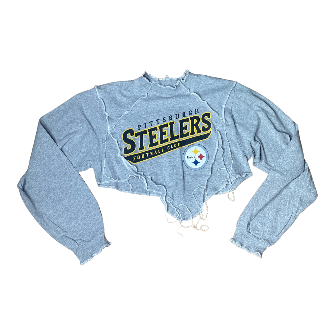 Pittsburg Steelers Reworked Contrast Stitch Long sleeve Reworked Crop Top