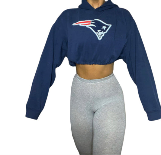 New England Patriots Reworked Crop Hoodie